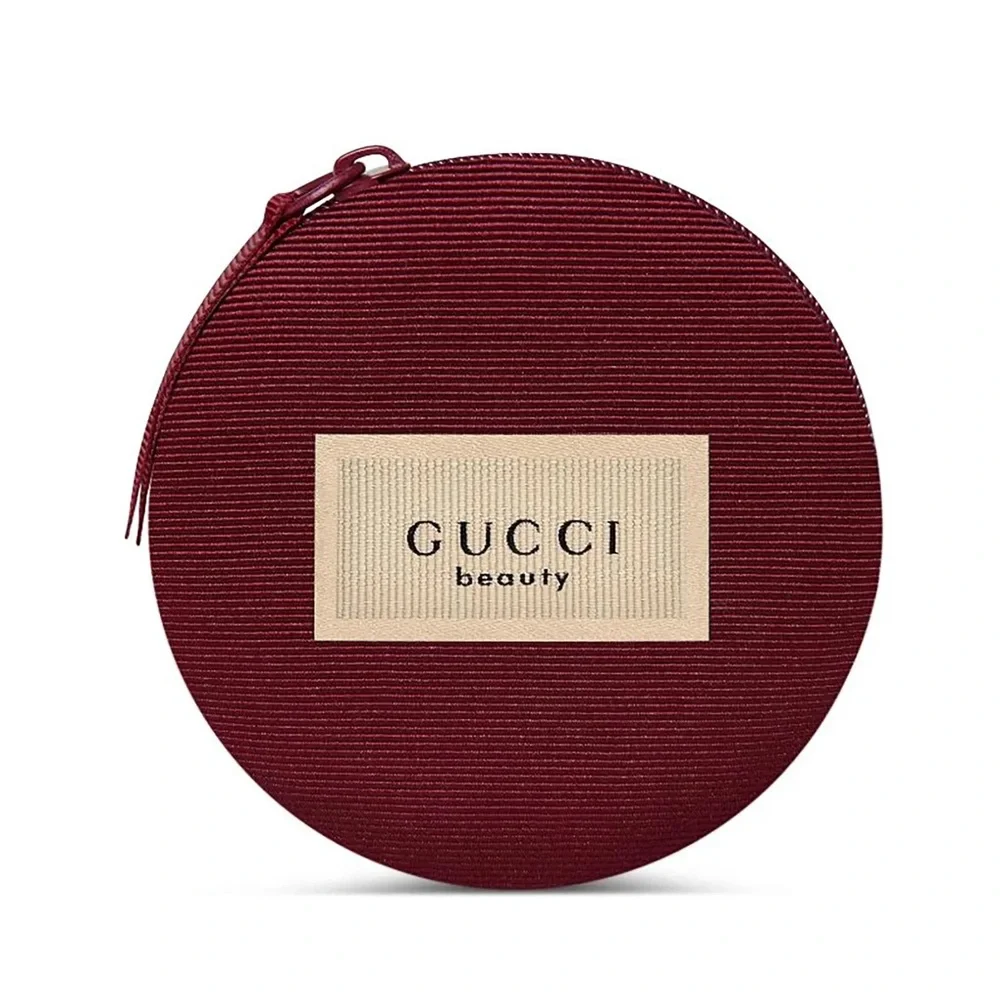 Gucci Beauty Burgundy and Cream Round Case - Picture 1 of 3